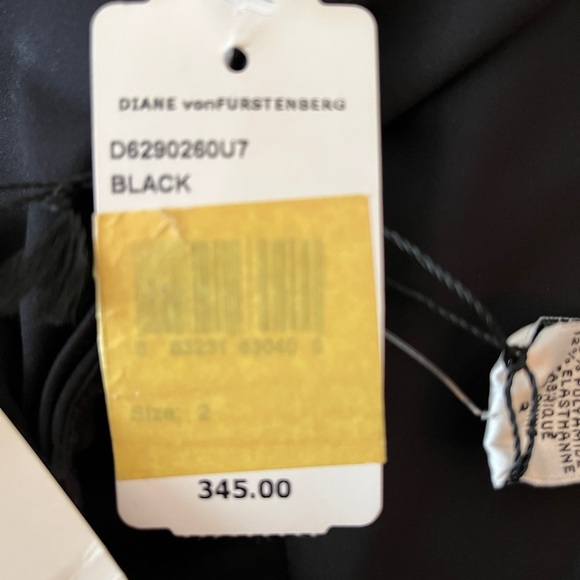 Diane von Furstenberg Black Dress with Ruffled Front NWT - Picture 9 of 10